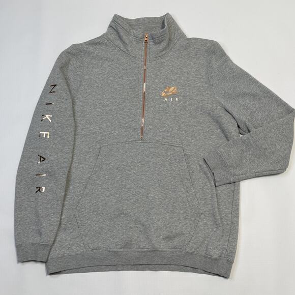 Nike Air Tracksuit Womens Large Heather Gray Quarter Zip Pullover Jogger 2 Piece - Picture 2 of 16